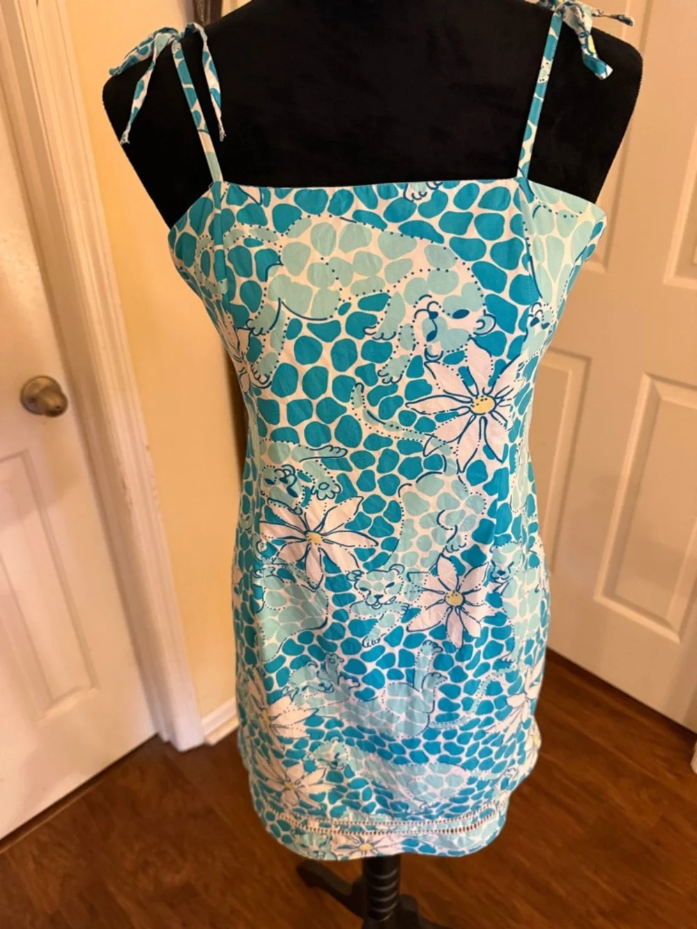 Lilly Pulitzer Tiger Lily Girls Dress Size 14 | Blue Floral Cotton Sundress